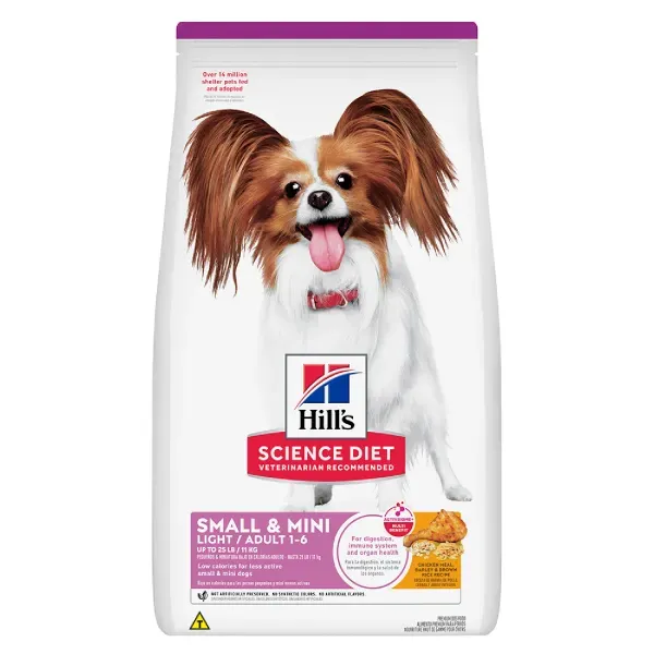 Ração Hill's Science Diet Light com Baixas Calorias Cães Adultos Pequenos e Mini Sabor Frango 2,04 kg